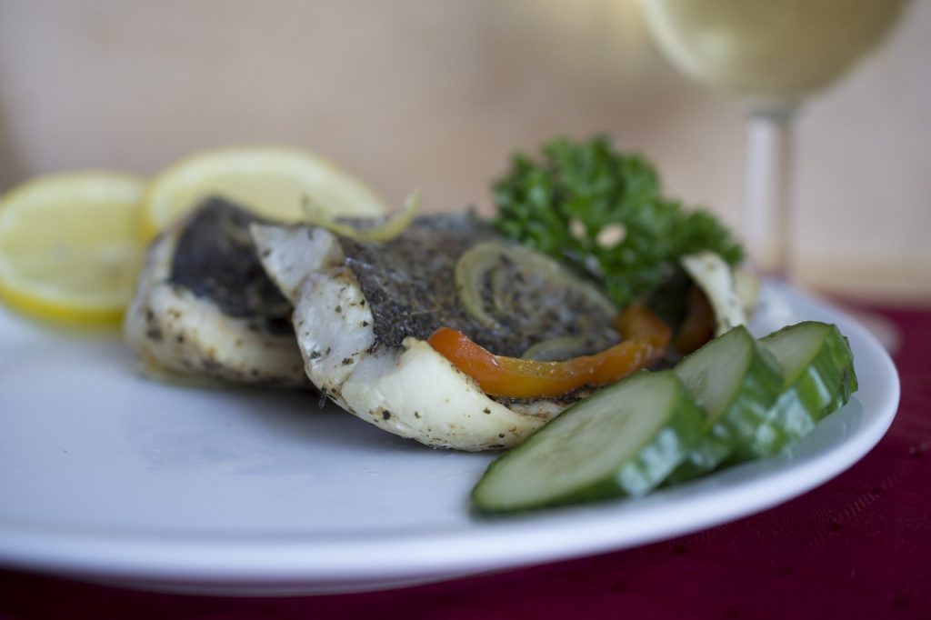 fish, dinner, cucumber